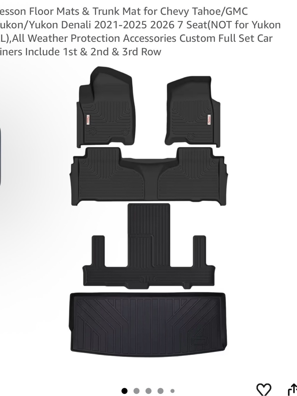 All-Weather Black Car Floor & Trunk Mat Set